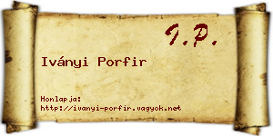 Iványi Porfir névjegykártya